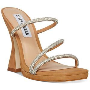 Steve Madden Womens Libbie Tan Rhinestone Embellished Dress Heels Shoes NWT